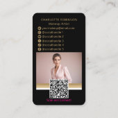 金ゴールドブラックメイク美しいソーシャルメディア影響者 名刺 (裏面)