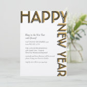 金ゴールドブラックモダンハッピーニューイヤーイブパーティー 招待状 (スタンド正面)