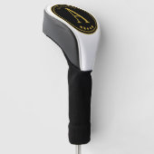 金ゴールドブラックモダンモノグラム星名前をカスタムするホワイト ゴルフヘッドカバー (アングル)