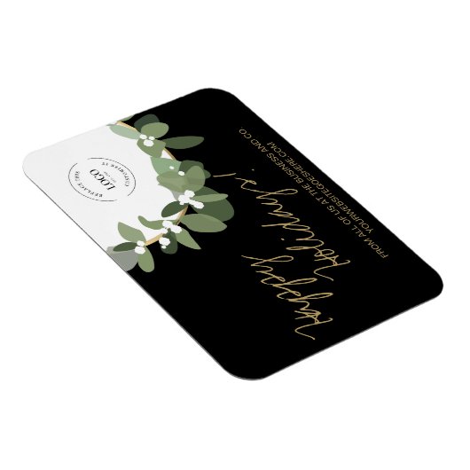 金ゴールドブラックモダンリースあなたのロゴ会社の休日 マグネット (右側)