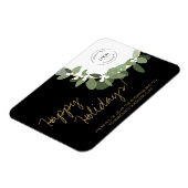 金ゴールドブラックモダンリースあなたのロゴ会社の休日 マグネット (左側)