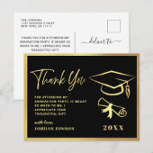 金ゴールドブラックモダン卒業パーティーありがとう ポストカード (正面/裏面)