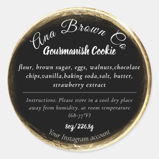 金ゴールドブラックモダン製品ラベル ラウンドシール (正面)