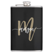 金ゴールドブラックモノグラムエレガントモダン フラスク (正面)