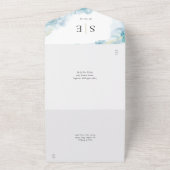 金ゴールドブラックモノグラムブルーウォーター結婚カラー オールインワン招待状 (外側)