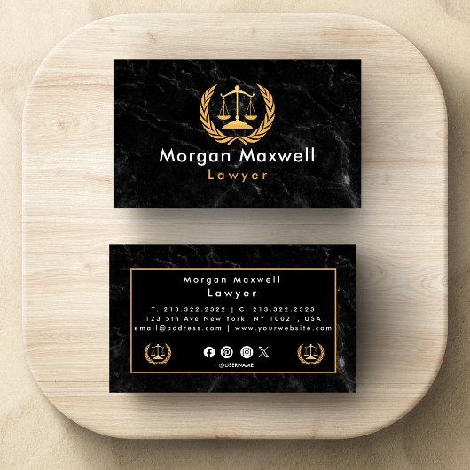 金ゴールドブラックラグジュアリープロフェッショナル弁護士 名刺