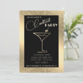 金ゴールドブラックラグジュアリーホリデーカクテルパーティー 招待状 (スタンド正面)