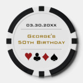 金ゴールドブラックラスベガスカジノトランプのポーカーチップ誕生日 ポーカーチップ (正面)