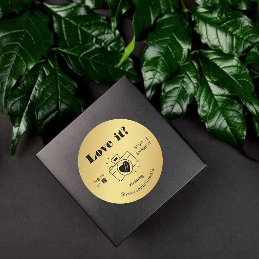 金ゴールドブラックラブスナップラベル共有ソーシャルメディアカメラ ラウンドシール