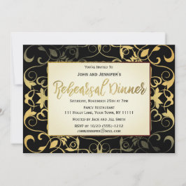 金ゴールドブラックリハーサルディナー 招待状