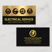 金ゴールドブラックレイヤーエレクトリシアンアイコン 名刺 (正面/裏面)