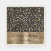 金ゴールドブラックレオパードグリッター スタンダードランチョンナプキン (正面)