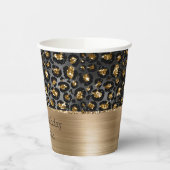 金ゴールドブラックレオパードグリッター 紙コップ (左)