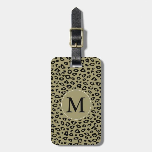 金ゴールドブラックレオパード印刷モノグラム ラゲッジタグ (正面縦)
