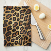 金ゴールドブラックレオパード印刷 キッチンタオル (四つ折り)