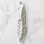 金ゴールドブラックレオパード印刷 ソムリエナイフ (正面)