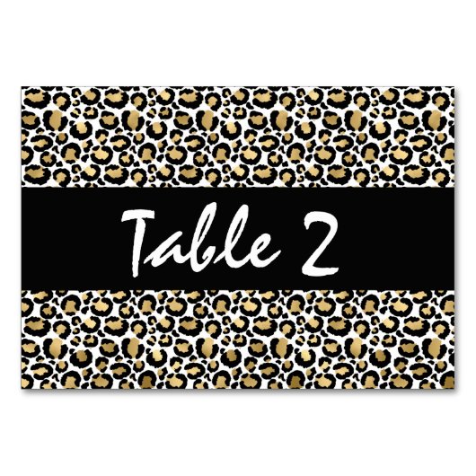 金ゴールドブラックレオパード印刷 テーブルナンバー (正面)