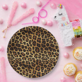 金ゴールドブラックレオパード印刷 ペーパープレート (パーティー)