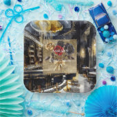 金ゴールドブラックレッドナイトクラブフローラブライダルシャワー ペーパープレート (パーティー)