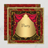 金ゴールドブラックレッドレトロ招待状 招待状 (正面/裏面)