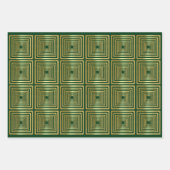 金ゴールドブラックレッド緑ラッピング紙セット3 ラッピングペーパーシート (正面3)