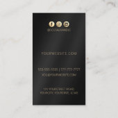 金ゴールドブラックロエレガントグモダン・ソーシャル・メディア 名刺 (裏面)