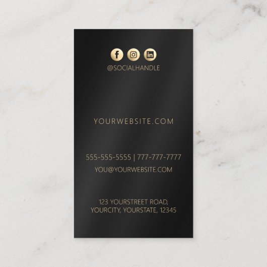 金ゴールドブラックロエレガントグモダン・ソーシャル・メディア 名刺 (裏面)