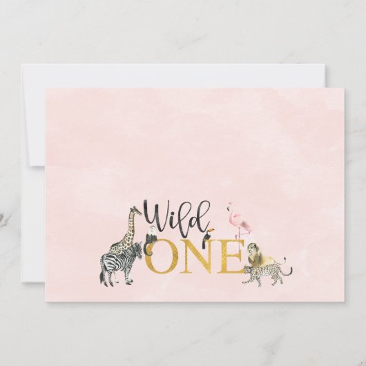 金ゴールドブラックワイルドワンサファリ動物誕生日写真 招待状 (裏面)