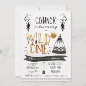 金ゴールドブラックワイルドワンボーイズ1st誕生日招待状 招待状 (正面)