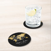 金ゴールドブラックワールドマップサンキュー結婚式の引き出物 ラウンドペーパーコースター (インサイチュ)