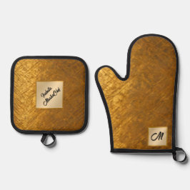 金ゴールドブラックヴィンテージアールデココレクシ人気があるョン 鍋つかみ&鍋敷きセット