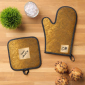 金ゴールドブラックヴィンテージアールデココレクシ人気があるョン 鍋つかみ&鍋敷きセット (トップダウン)