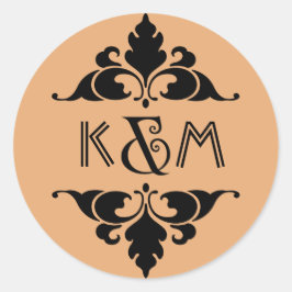 金ゴールドブラックヴィンテージモダンアールデコ結婚ズ ラウンドシール