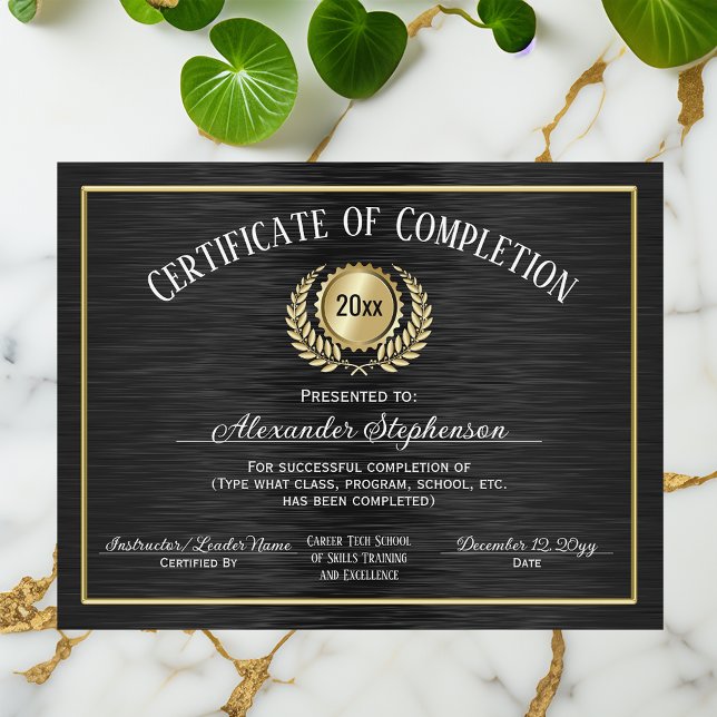 金ゴールドブラック修了証取得表彰 (black and gold certificate of completion)