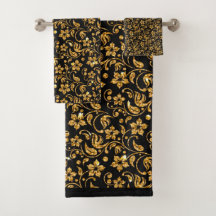 金ゴールドブラック光沢フローラ