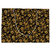 金ゴールドブラック光沢フローラ ラージペーパーバッグ (裏面)