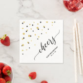 金ゴールドブラック六角紙吹雪応援カスタムパーティー スタンダードカクテルナプキン (インサイチュ)