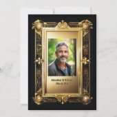 金ゴールドブラック写真の引退のお別れアートdeco 招待状 (裏面)