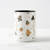 金ゴールドブラック初めてのクリスマスツリーパターンMr.And Mrs. ツートーンマグカップ (中央)