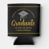 金ゴールドブラック卒業パーソナライズされたフォーマルパーティー 缶クーラー (正面)
