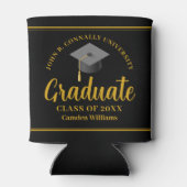 金ゴールドブラック卒業パーソナライズされたフォーマルパーティー 缶クーラー (裏面)