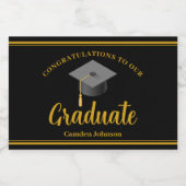 金ゴールドブラック卒業パーティーフォーマルトリートミニ スパークリングワインラベル (シングルラベル)