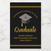 金ゴールドブラック卒業パーティーミフォーマルニ ワインラベル (シングルラベル)