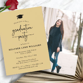 金ゴールドブラック卒業写真 招待状