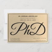 金ゴールドブラック博士課程の卒業式パーティー 招待状 (正面)