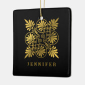 金ゴールドブラック古代ギリシャのミアンダーモノグラム セラミックオーナメント (左)