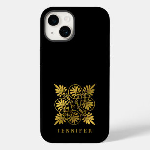 金ゴールドブラック古代ギリシャのミアンダーモノグラム Case-Mate iPhone 14ケース