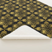 金ゴールドブラック古代ギリシャの蛇行パターン シェルパブランケット (3/4)