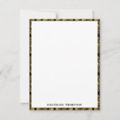 金ゴールドブラック古代ギリシャの蛇行パターン ノートカード (正面)