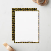 金ゴールドブラック古代ギリシャの蛇行パターン ノートカード (正面/裏面インサイチュ)